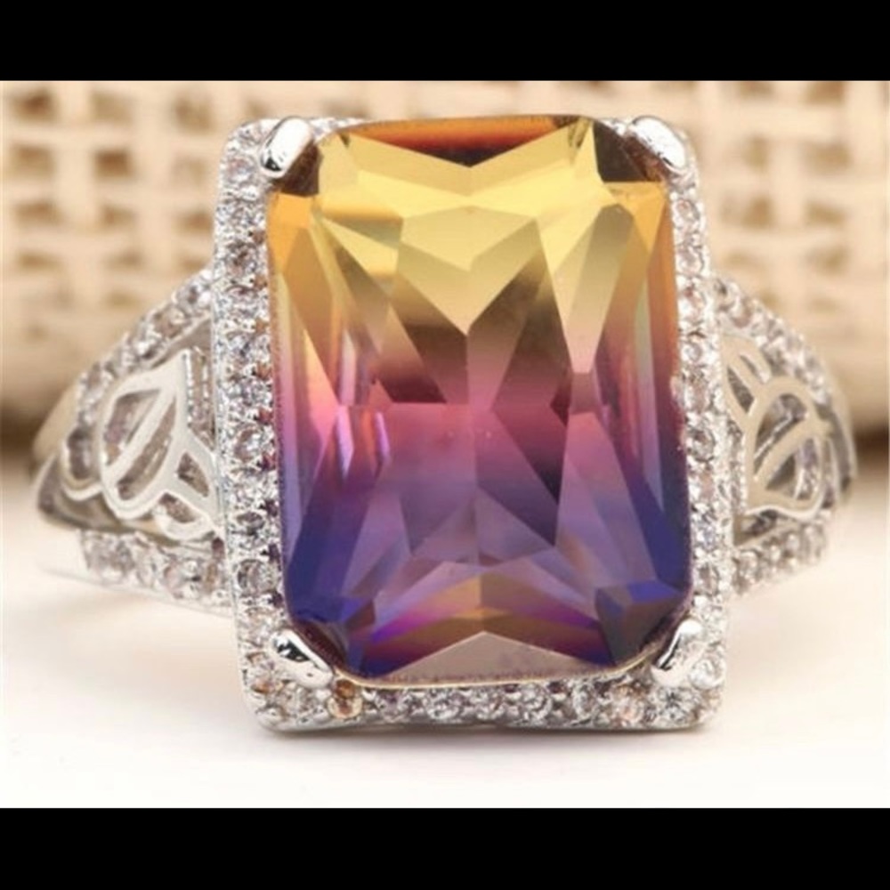 Gorgouse 6.5 carat purple topaz ametrine zircon in sterling silver